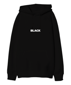 Black Oversize Unisex Kapüşonlu Sweatshirt