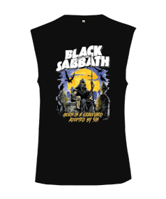 Black Sabbath Rock Tasarım Baskılı Kesik Kol Unisex Tişört