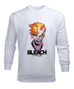 Bleach Anime Tasarım Baskılı Beyaz Erkek Sweatshirt