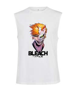 Bleach Anime Tasarım Baskılı Beyaz Kesik Kol Unisex Tişört