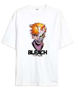 Bleach Anime Tasarım Baskılı Beyaz Oversize Unisex Tişört