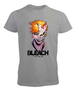 Bleach Anime Tasarım Baskılı Gri Erkek Tişört