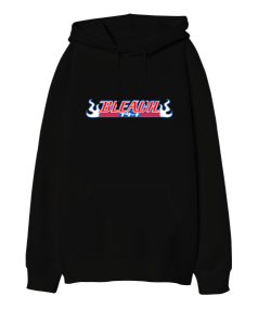 bleach desenli Oversize Unisex Kapüşonlu Sweatshirt