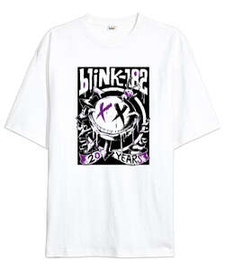 Blink 182 Blu V Beyaz Oversize Unisex Tişört