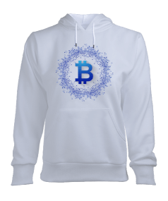 Blockchain Bitcoin v1H Beyaz W Kadın Kapşonlu Hoodie Sweatshirt