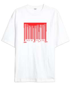 Blood Barcode - Barkod Beyaz Oversize Unisex Tişört