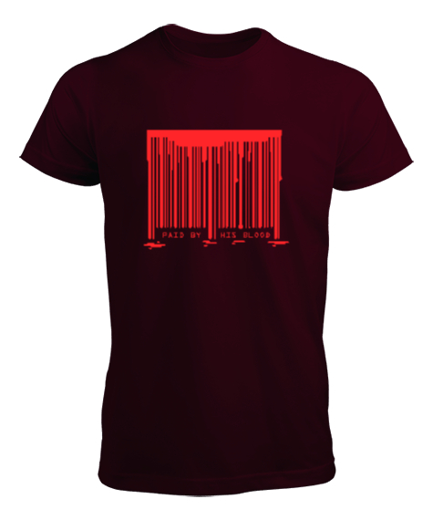 Tisho - Blood Barcode - Barkod Bordo Erkek Tişört