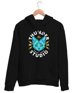 Blue Cat Siyah Unisex Kapşonlu Sweatshirt