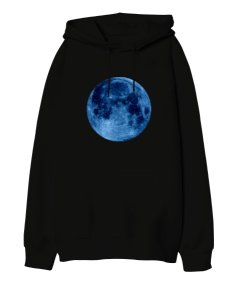 BLUE MOON sweatshirt Oversize Unisex Kapüşonlu Sweatshirt