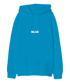 Blue Oversize Unisex Kapüşonlu Sweatshirt