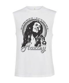 Bob Marley Baskılı Kesik Kol Unisex Tişört