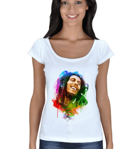 Bob Marley Temalı Kadın Açık Yaka