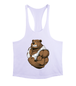 Bodybuilder Ayı Tasarım Baskılı Erkek Tank Top Atlet