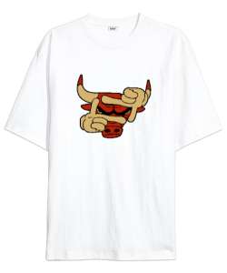 Boğa Selfi - Bull Selfie Beyaz Oversize Unisex Tişört