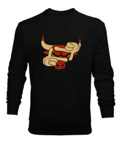 Boğa Selfi - Bull Selfie Siyah Erkek Sweatshirt