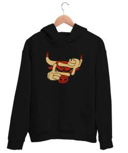 Boğa Selfi - Bull Selfie Siyah Unisex Kapşonlu Sweatshirt