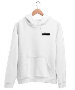 BÖHM Beyaz Unisex Kapşonlu Sweatshirt