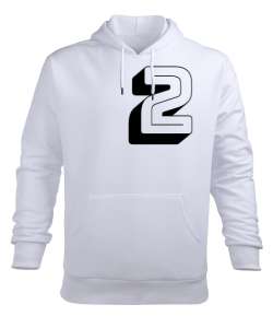 bold 2 Beyaz Erkek Kapüşonlu Hoodie Sweatshirt