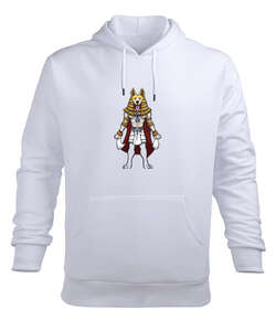 BOM Series King Wolf Beyaz Erkek Kapüşonlu Hoodie Sweatshirt