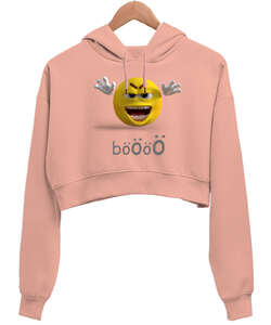 Böö - Komik Yavru Ağzı Kadın Crop Hoodie Kapüşonlu Sweatshirt