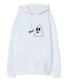 Boo Oversize Unisex Kapüşonlu Sweatshirt