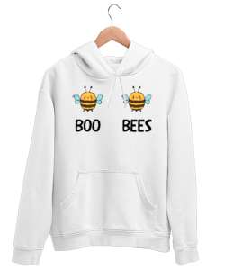 Boobees Komik Espirili Arı özel tasarımı Beyaz Unisex Kapşonlu Sweatshirt