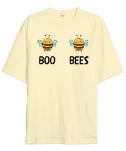 Boobees Komik Espirili Arı özel tasarımı Krem Oversize Unisex Tişört