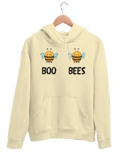 Boobees Komik Espirili Arı özel tasarımı Krem Unisex Kapşonlu Sweatshirt