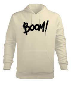 Boom Yazı Tasarımı Erkek Kapüşonlu Hoodie Sweatshirt