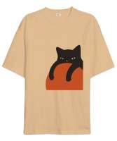 Bored Meow Camel Oversize Unisex Tişört - Thumbnail