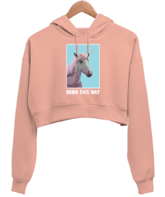 Born This Way Yavru Ağzı Kadın Crop Hoodie Kapüşonlu Sweatshirt