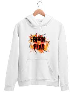 Born To Play Oyun İçin Doğanlar Oyuncu Özel Tasarım Beyaz Unisex Kapşonlu Sweatshirt