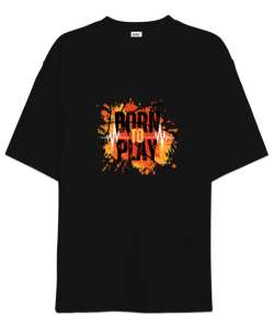 Born To Play Oyun İçin Doğanlar Oyuncu Özel Tasarım Siyah Oversize Unisex Tişört