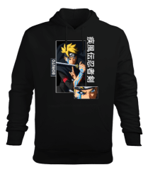 Boruto: Naruto Next Generations Anime Tasarım Baskılı Siyah Erkek Kapüşonlu Hoodie Sweatshirt