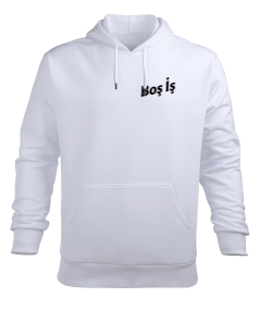 Boş İş | Basic White Hoodie Erkek Kapüşonlu Hoodie Sweatshirt