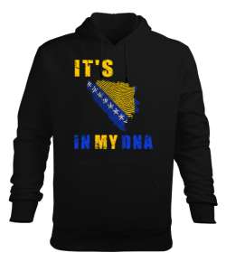 Bosnia,Bosna,Bosna Bayrağı,Bosna haritası. Siyah Erkek Kapüşonlu Hoodie Sweatshirt