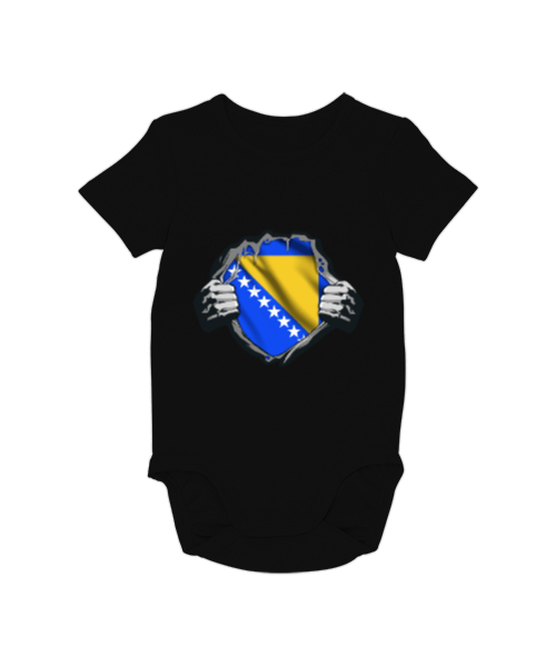 Bosnia,Bosna,Bosna Bayrağı,Bosna logosu,Bosnia flag. Siyah Bebek Zıbını