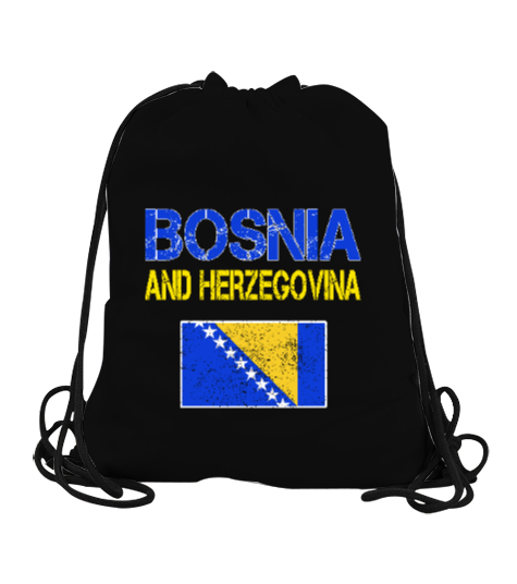 Bosnia,Bosna,Bosna Bayrağı,Bosna logosu,Bosnia flag. Siyah Büzgülü Spor Çanta