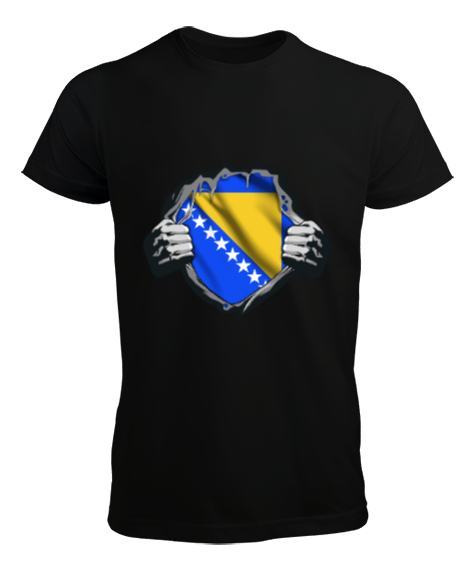 Bosnia,Bosna,Bosna Bayrağı,Bosna logosu,Bosnia flag. Siyah Erkek Tişört