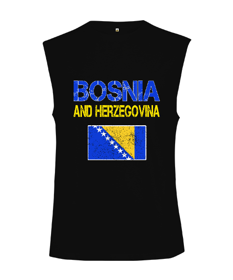 Bosnia,Bosna,Bosna Bayrağı,Bosna logosu,Bosnia flag. Siyah Kesik Kol Unisex Tişört