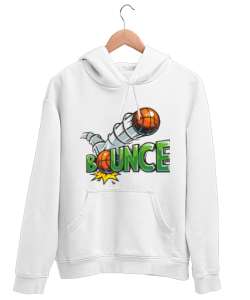 bounce Beyaz Unisex Kapşonlu Sweatshirt