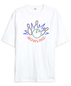 Bowling v2 Beyaz Oversize Unisex Tişört