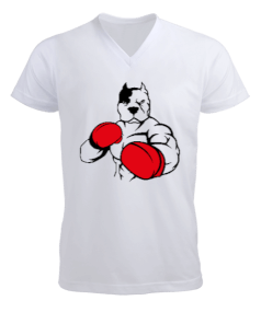 Boxing Dog Erkek Kısa Kol V Yaka Tişört