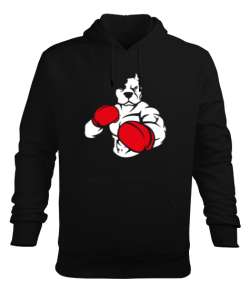 Boxing dog white Siyah Erkek Kapüşonlu Hoodie Sweatshirt