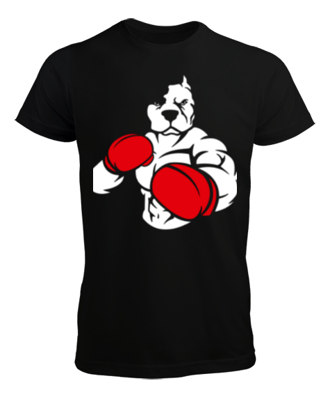 Boxing dog white Siyah Erkek Tişört