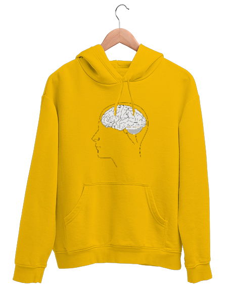 Tisho - Brain Sarı Unisex Kapşonlu Sweatshirt