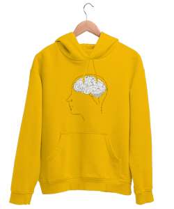 Brain Sarı Unisex Kapşonlu Sweatshirt