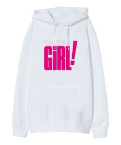 Bravo Girl Beyaz Oversize Unisex Kapüşonlu Sweatshirt