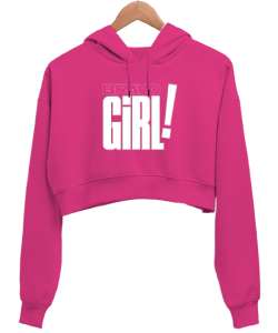 Bravo Girl Fuşya Kadın Crop Hoodie Kapüşonlu Sweatshirt