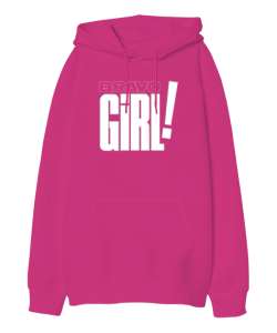 Bravo Girl Fuşya Oversize Unisex Kapüşonlu Sweatshirt